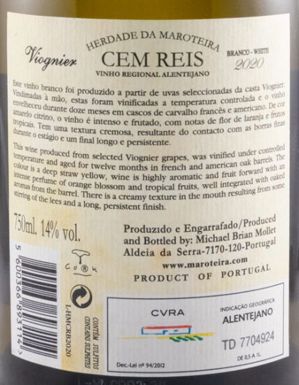 2020 Herdade da Maroteira Cem Reis Viognier branco