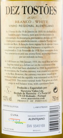 2020 Herdade da Maroteira Dez Tostões white