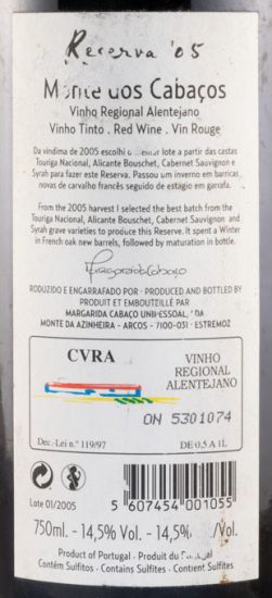 2005 Monte dos Cabaços Reserva red