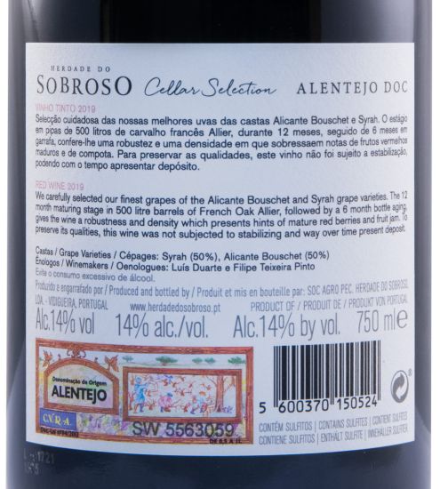 2019 Herdade do Sobroso Cellar Selection red