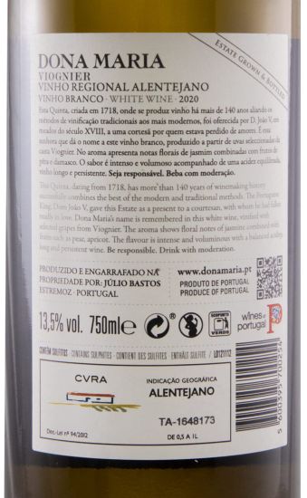 2020 Júlio Bastos Dona Maria Viognier branco