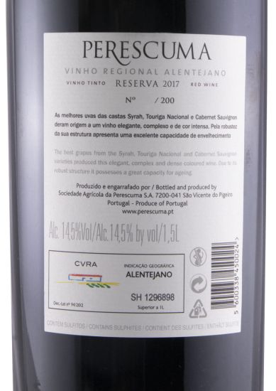 2017 Perescuma N.º 1 Reserva tinto 1,5L