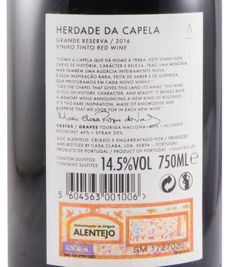 2016 Herdade da Capela Grande Reserva tinto