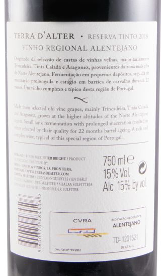 2018 Terra D'Alter Reserva tinto