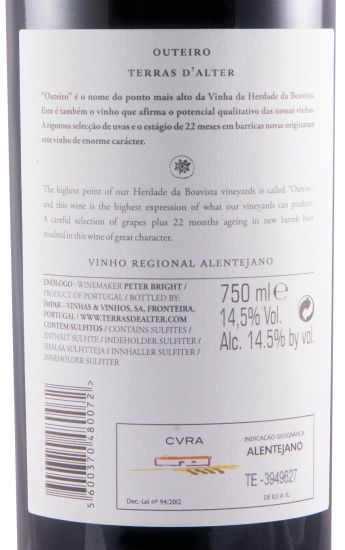 2017 Terras D'Alter Outeiro red