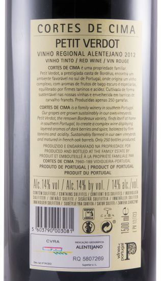 2012 Cortes de Cima Petit Verdot red 1.5L