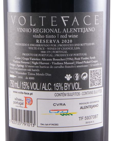 2020 Volteface Reserva tinto