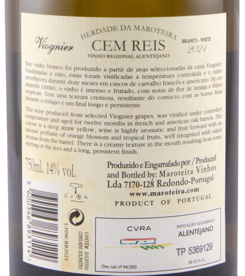 2021 Herdade da Maroteira Cem Reis Viognier branco