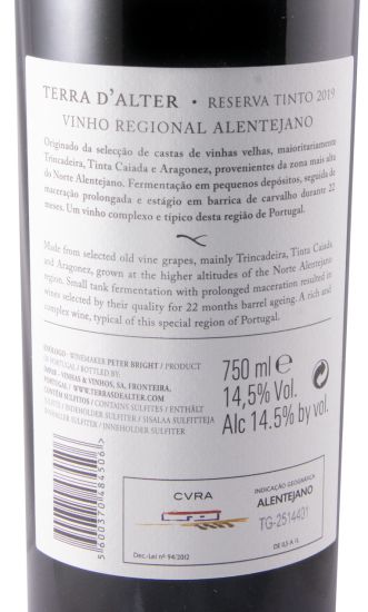 2019 Terras D'Alter Reserva tinto
