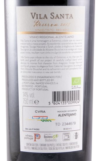 2018 João Portugal Ramos Vila Santa Reserva biológico tinto