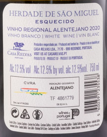 2020 Herdade de São Miguel Esquecido branco