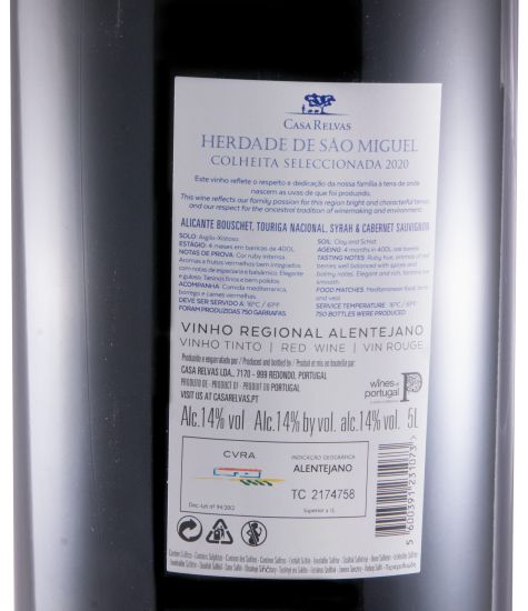 2020 Herdade de São Miguel Colheita Seleccionada red 5L