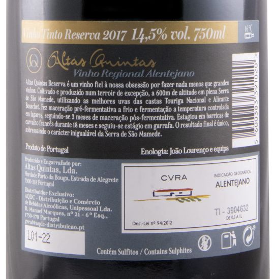 2017 Altas Quintas Reserva red
