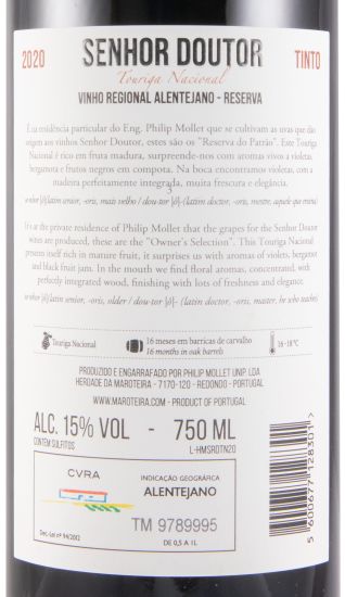 2020 Senhor Doutor Touriga Nacional Reserva tinto