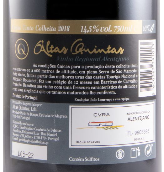 2018 Altas Quintas Colheita tinto