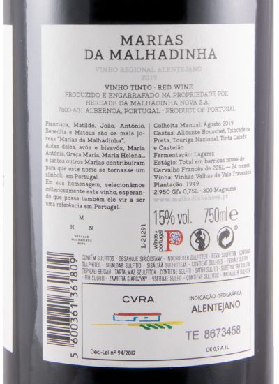 2019 Marias da Malhadinha Vinhas Velhas red