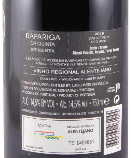 2019 Rapariga da Quinta Reserva tinto
