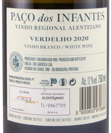 2020 Herdade da Lisboa Paço dos Infantes Verdelho white (damaged label)