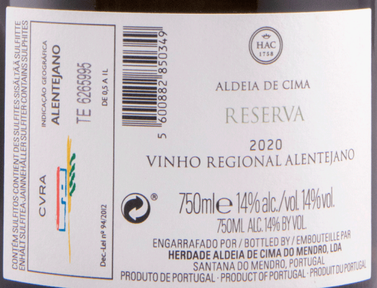 2020 Herdade Aldeia de Cima Reserva branco