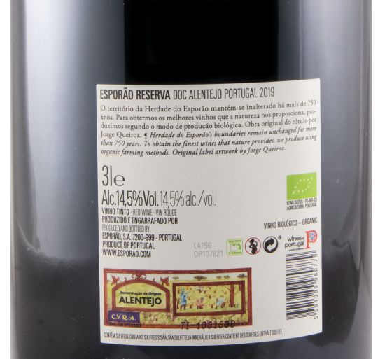 2019 Esporão Reserva organic red 3L