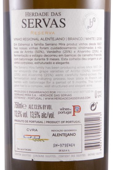 2018 Herdade das Servas Reserva white
