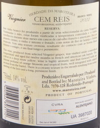 2022 Herdade da Maroteira Cem Reis Viognier Reserva white