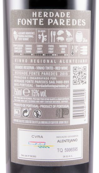 2015 Herdade Fonte Paredes Vinhas Velhas Grande Reserva red