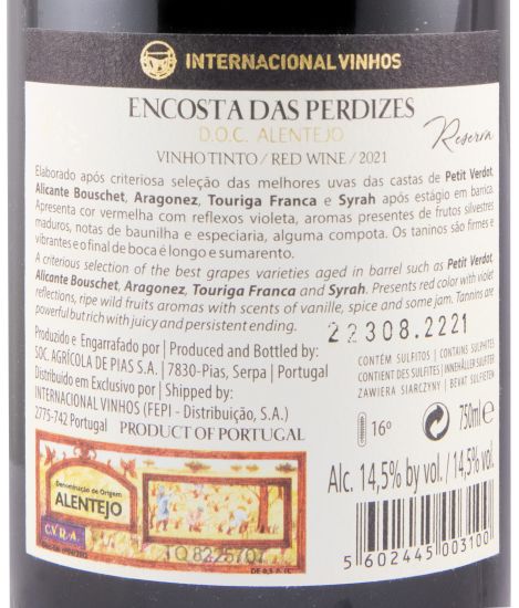 2021 Encosta das Perdizes Reserva red