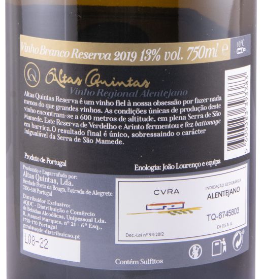 2019 Altas Quintas Reserva white