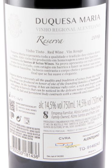 2019 Duquesa Maria Reserva red