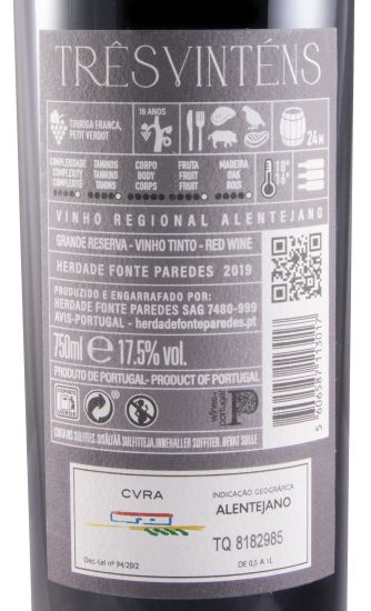 2019 Herdade Fonte Paredes Três Vinténs Grande Reserva tinto