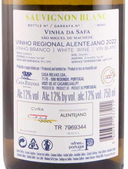 2022 Casa Relvas Vinha da Safa Sauvignon Blanc white