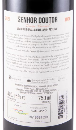 2021 Senhor Doutor Touriga Nacional Reserva tinto