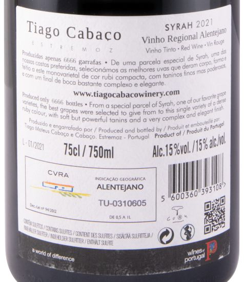 2021 Tiago Cabaço Syrah red
