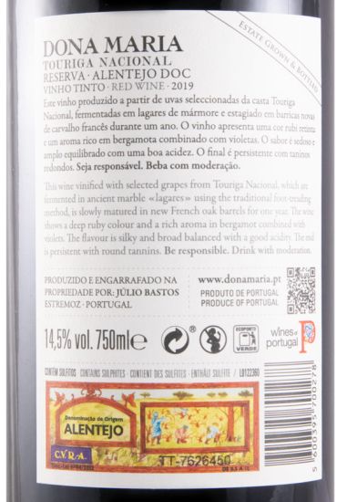 2019 Júlio Bastos Dona Maria Touriga Nacional Reserva red