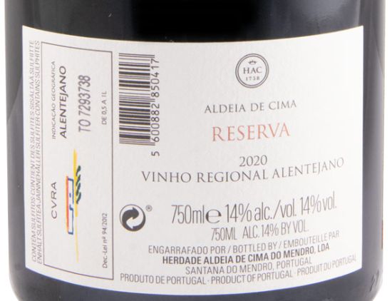 2020 Herdade Aldeia de Cima Reserva tinto