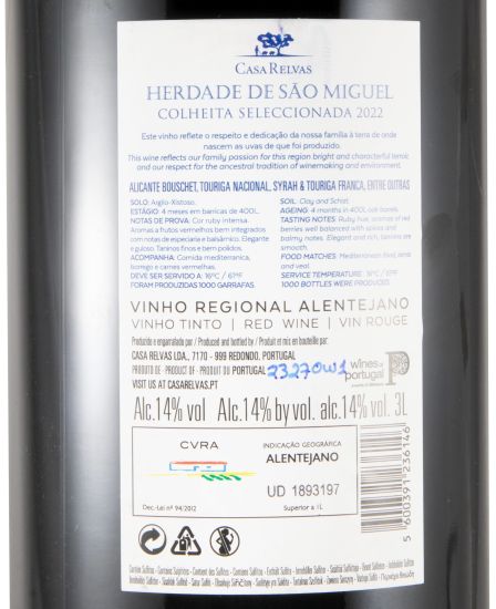 2022 Herdade de São Miguel Colheita Seleccionada tinto 3L
