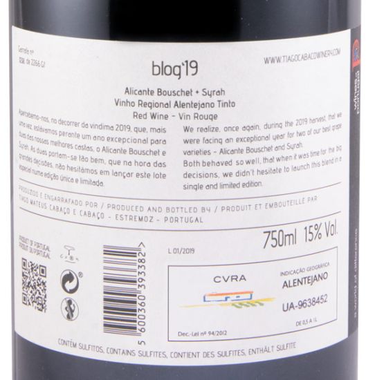 2019 Blog Alicante Bouschet & Syrah by Tiago Cabaço tinto
