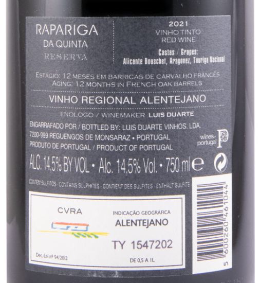 2021 Rapariga da Quinta Reserva red