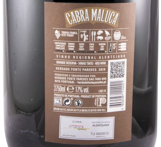 2019 Herdade Fonte Paredes Cabra Maluca Grande Reserva tinto 3,75L