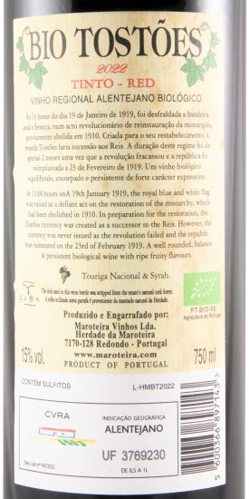 2022 Herdade da Maroteira Bio Tostões biológico tinto