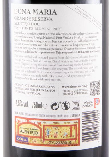 2018 Júlio Bastos Dona Maria Grande Reserva tinto