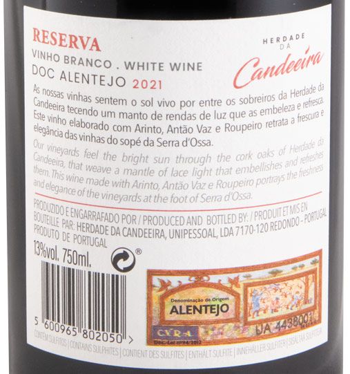2021 Herdade da Candeeira Reserva white
