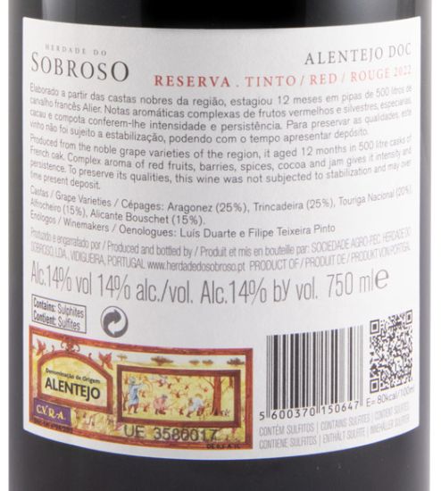 2022 Herdade do Sobroso Reserva tinto