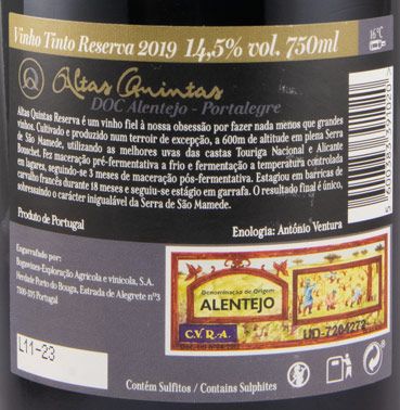 2019 Altas Quintas Reserva tinto