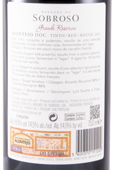 2021 Herdade do Sobroso Grande Reserva tinto