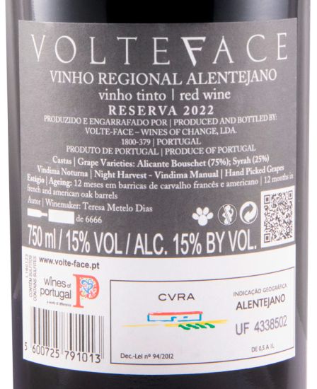 2022 Volteface Reserva tinto