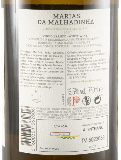 2021 Marias da Malhadinha Vinhas Velhas white