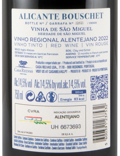 2022 Casa Relvas Alicante Bouschet tinto