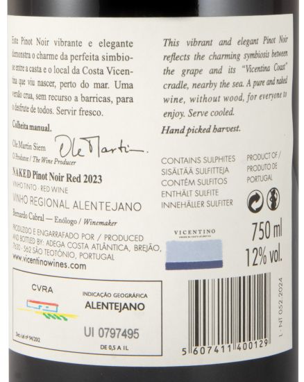 2023 Vicentino Naked Pinot Noir red